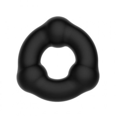 Черное эрекционное кольцо с 3 шариками от Baile