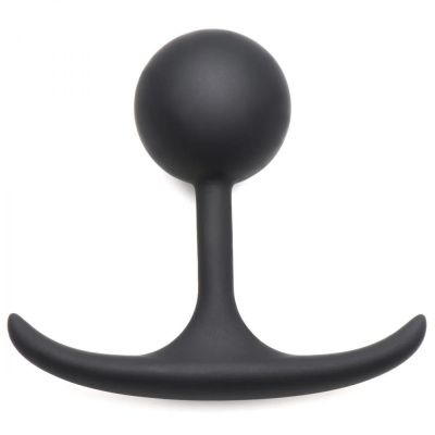 Черная анальная пробка с утяжелением Premium Silicone 3.3  Weighted Round Plug - 8,4 см. от XR Brands
