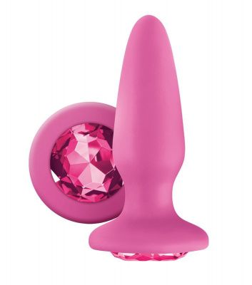 Розовая анальная пробка с розовым кристаллом Glams Pink Gem - 10,4 см. от NS Novelties