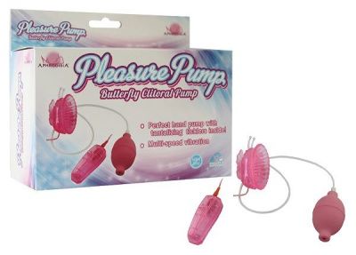 Розовая помпа с вибрацией Pleasure Pump Butterfly Clitoral от Howells