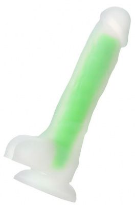 Прозрачно-зеленый фаллоимитатор, светящийся в темноте, Clark Glow - 22 см. от ToyFa