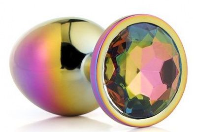 Голографическая анальная втулка с радужным кристаллом - 7,1 см. от Dream Toys