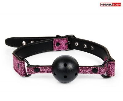 Черный кляп-шарик на регулируемых розовых ремешках от Bior toys