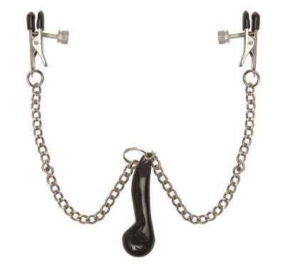 Клипсы для сосков, соединенные цепочкой с грузиком, Heavyweight Nipple Clamps от Pipedream