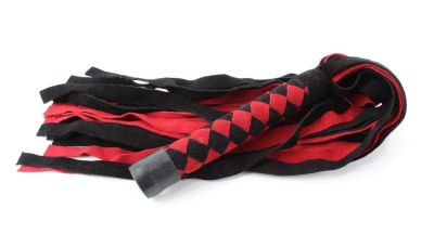 Черно-красная замшевая плеть с ромбами на рукояти - 60 см. от БДСМ Арсенал