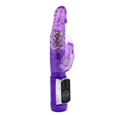 Фиолетовый вибратор с клиторальным стимулятором и ротацией - 21,5 см. от Baile