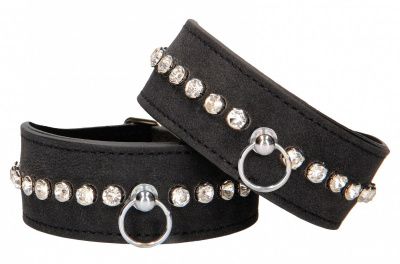 Черные наручники Diamond Studded Wrist Cuffs от Shots Media BV