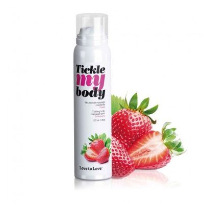 Массажная хрустящая пенка Tickle My Body Strawberry с ароматом клубники - 150 мл. от Love to Love