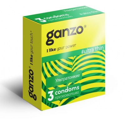 Ультратонкие презервативы Ganzo Ultra thin - 3 шт. от Ganzo
