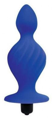 Синяя анальная вибровтулка конической формы - 10 см. от Bior toys