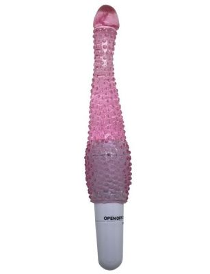 Розовый анальный вибратор с пупырышками - 22 см. от Eroticon