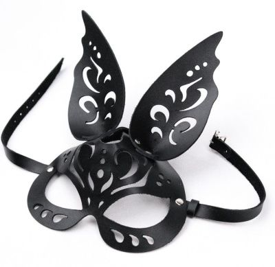 Черная ажурная маска  Зайка  с ушками от Crazy Handmade