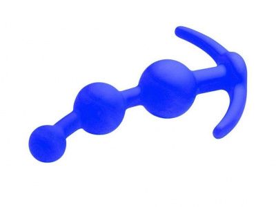 Синяя анальная цепочка из 3 звеньев - 13 см. от Главсексмаг