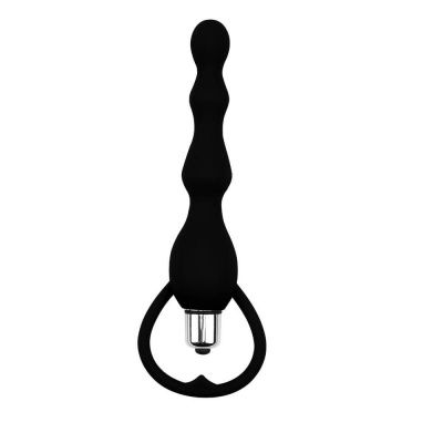 Черная анальная втулка с вибрацией Tail Power Beads - 18 см. от Chisa
