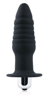 Черная ребристая вибровтулка с ограничителем - 9 см. от Bior toys