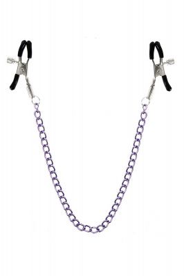Зажимы для сосков с фиолетовой цепочкой Sweet Caress Nipple Chain от Sweet Caress