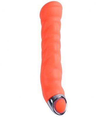 Оранжевый силиконовый G-вибратор PURRFECT SILICONE G-SPOT VIBRATOR - 17,7 см. от Dream Toys