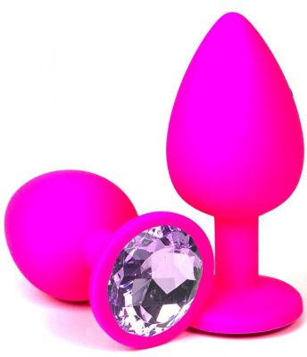 Розовая силиконовая втулка с сиреневым кристаллом - 8 см. от Vandersex