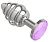 Серебристая спиралевидная анальная пробка с сиреневым кристаллом - 7 см. от Сумерки богов
