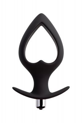 Черная вибровтулка с полой серединой в виде сердечка Cordis L - 17 см. от POPO Pleasure