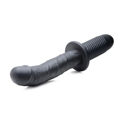 Черный вибратор The Large Realistic 10X Silicone Vibrator with Handle - 30,5 см. от XR Brands
