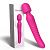Ярко-розовый двусторонний wand-вибромассажер с рифленой ручкой - 22,5 см. от Silicone Toys