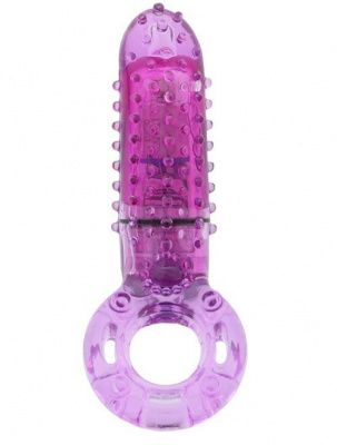 Фиолетовое эрекционное кольцо с вибрацией и пальчиком OYEAH PURPLE от Screaming O