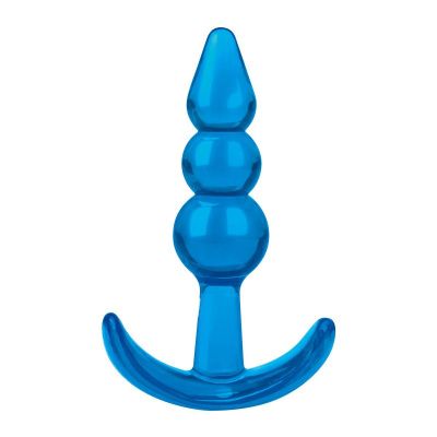Голубой анальный плаг Beginners Beaded Plug - 9,5 см. от BlueLine