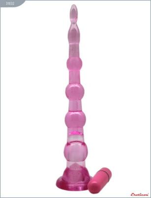 Розовый анальный конус с вибропулькой - 22 см. от Eroticon