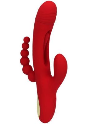 Красный ударный вибратор Anal G-Hit с анальной цепочкой - 24 см. от Eroticon