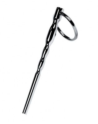 Серебристый уретральный плаг елочка с кольцом с основании Metal - 10,5 см. от ToyFa
