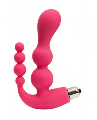 Розовый анально-вагинальный вибромассажер - 17 см. от 4sexdreaM