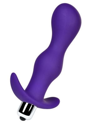 Фиолетовая изогнутая анальная вибропробка - 14 см. от A-toys