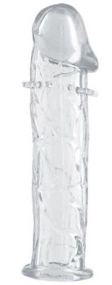 Гладкая прозрачная насадка с усиками под головкой - 12,5 см. от ToyFa