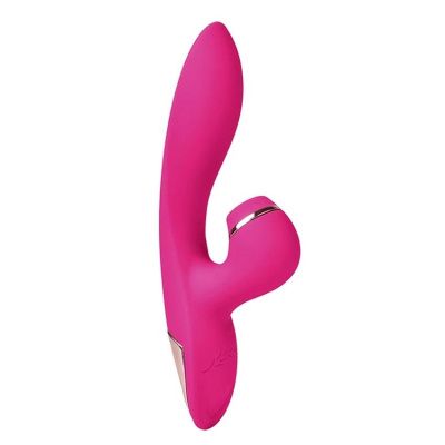 Розовый вибратор-кролик с вакуумной стимуляцией 5’’ Silicone Suction Kiss - 20,3 см. от Erokay