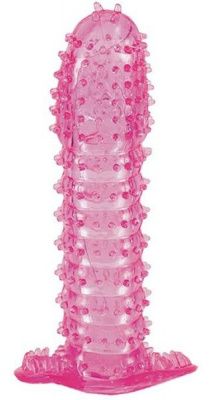 Гелевая розовая насадка с шипами - 12 см. от ToyFa