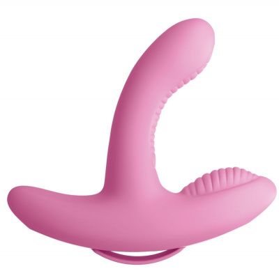 Розовый вибромассажер Rock N Grind с пультом - 17,2 см. от Pipedream