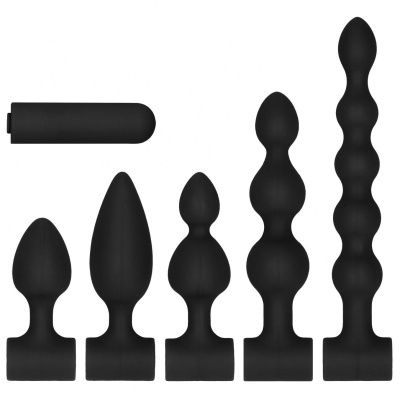Черный анальный вибронабор USB-Rechargeable Anal Set от Shots Media BV