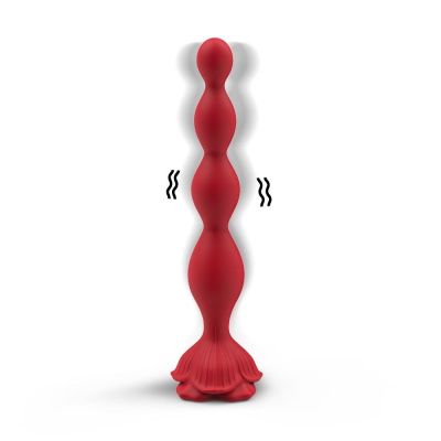 Красный анальный вибромассажер-елочка с пультом ДУ - 19,5 см. от Silicone Toys