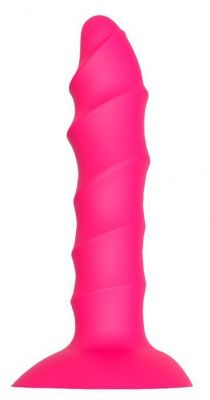 Розовый ребристый анальный фаллоимитатор TWISTED PLUG - 14 см.  от Dream Toys