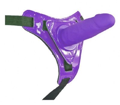 Фиолетовый страпон на лакированных трусиках - 12 см. от Howells