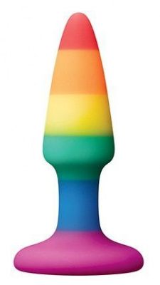 Разноцветная анальная втулка RAINBOW ANAL PLUG MINI - 9 см. от Dream Toys