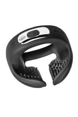 Черное эрекционное виброкольцо для пениса и мошонки Vibro Ball Ring от MALESATION