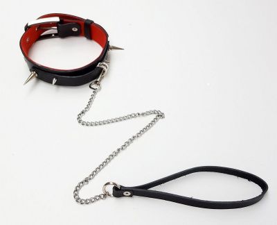 Черно-красный ошейник Pit Bull с поводком от BDSM96