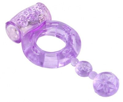 Фиолетовое эрекционное кольцо с вибратором от ToyFa