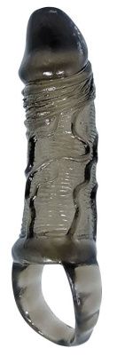 Закрытая насадка на фаллос с кольцом для мошонки - 15 см. от Bior toys