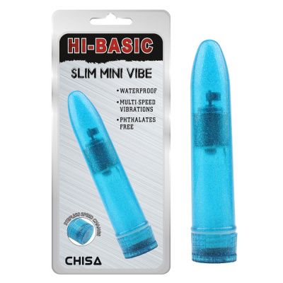 Голубой мини-вибратор Slim Mini Vibe - 13,2 см. от Chisa