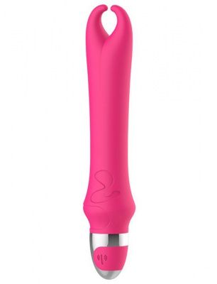 Розовый вибратор с рожками Pedicel - 17,8 см. от Yuanse