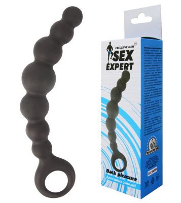 Чёрная анальная цепочка Sex Expert - 15 см. от Bior toys