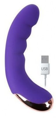 Фиолетовый изогнутый мини-вибромассажер с 10 режимами вибрации от Bior toys